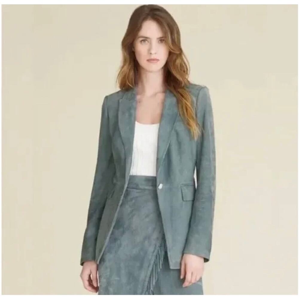Veronica Beard Long & Lean Dickey Lamb Suede Jacket Tailored Women’s Size 0